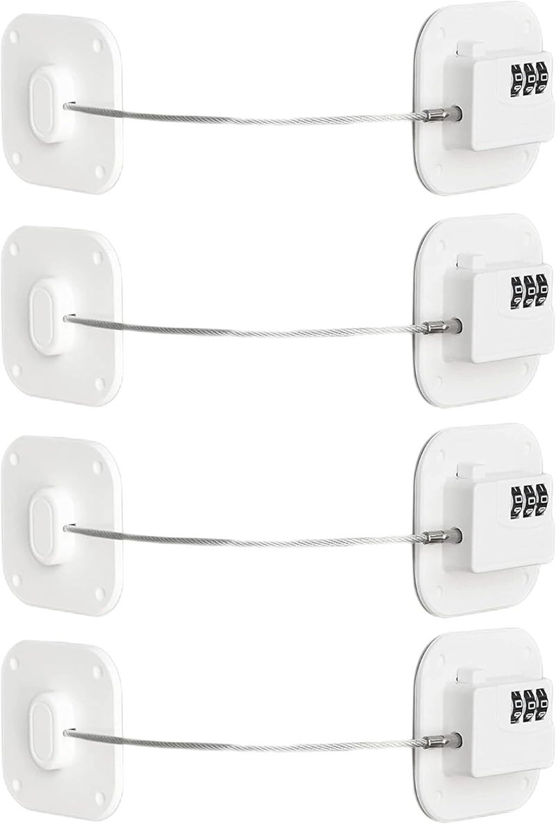 FKTUV Cabinet Locks with Combination,Drawer Lock,Child Proof Refrigerator Lock,Child Safety Locks for Cabinets (White 4pcs) - Image 1